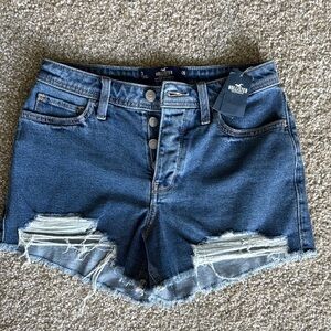 Hollister Blue Jean Shorts Distressed Cutoff Style high waisted